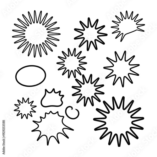 Abstract Geometric Shapes: A collection of various abstract geometric shapes in bold, black outlines, creating a visually interesting design, ideal for graphic elements.