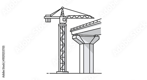 Crane Illustration Technical Drawing Diagram.