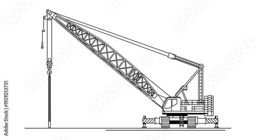 Crane Technical Drawing Illustration.