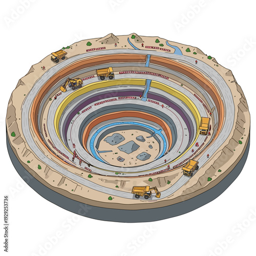 Toy Construction Site Model with Trucks.