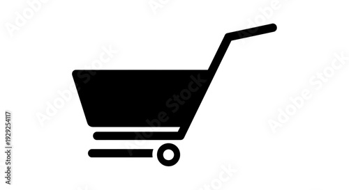 Black silhouette of a shopping cart with a single handle and two wheels