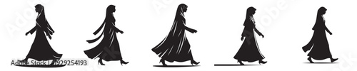 vector silhouette of a Muslim woman walking to mosque side view