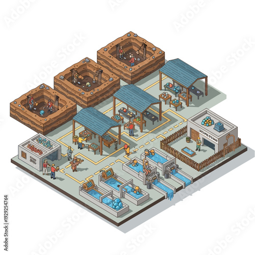 Isometric Illustration of Water Park Scene.