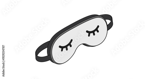 sleep mask with closed eyes design hand drawn illustration for relaxation and bedtime