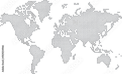 Stylized dotted world map silhouette showing continents and landmasses, minimalist abstract global geography design, modern educational illustration background artwork