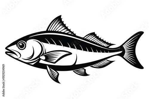 halibut silhouette line art vector illustration
