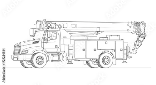 Fire Engine Truck Line Drawing.