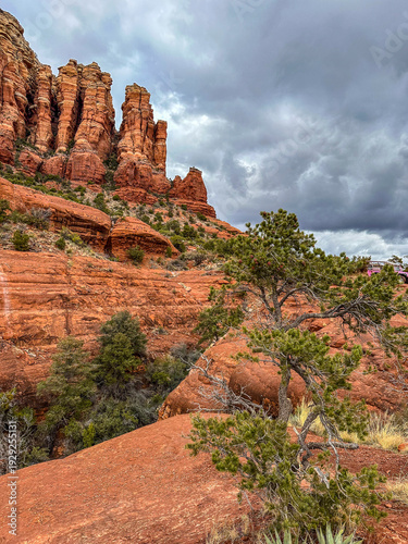 panoramic Sedona Red Rock Canyon Under Storm Clouds
