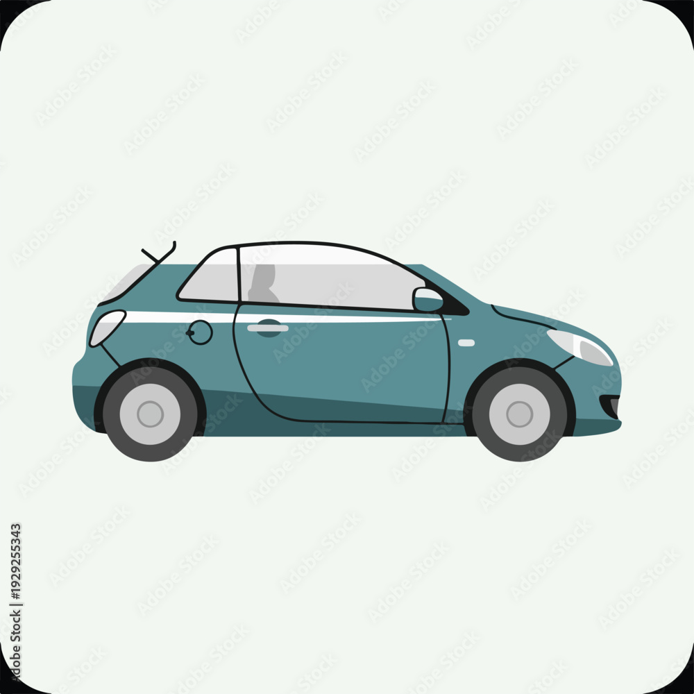 Fototapeta premium A stylized illustration of a blue compact car