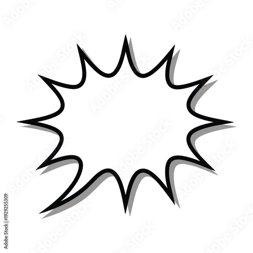 Empty Speech Bubble: A stylized speech bubble with a defined outline and cast shadow. Ready for text. 