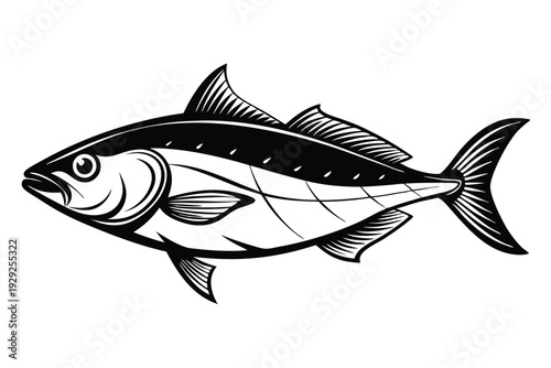 halibut silhouette line art vector illustration