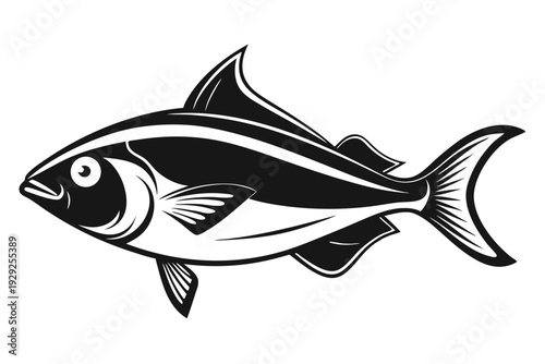 halibut silhouette line art vector illustration