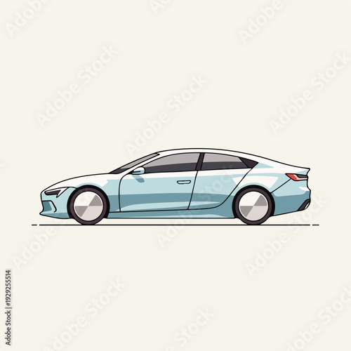 A stylized illustration of a modern, light blue coupe car profile