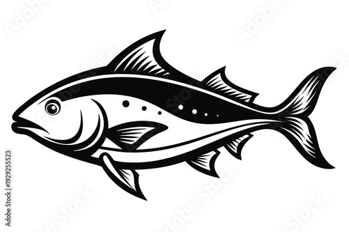 halibut silhouette line art vector illustration