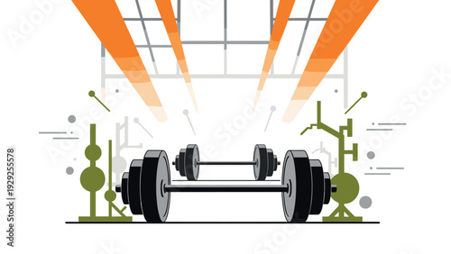 barbell weights with rack equipment hand drawn gym fitness illustration