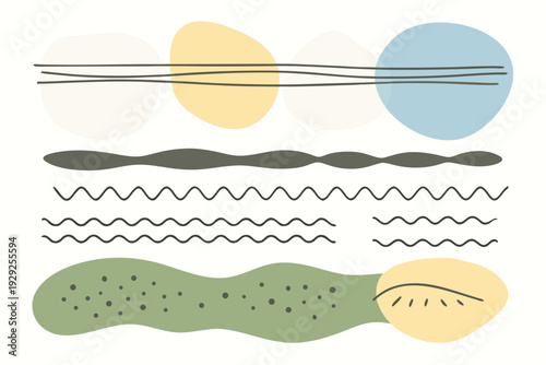 Abstract Hand Drawn Underline and Shape Elements Vector Set