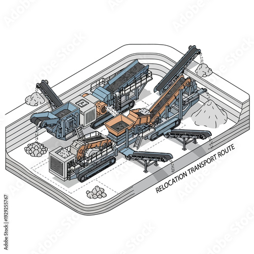 Industrial Facility with Relocation Transport Route Diagram.