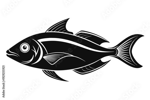 halibut silhouette line art vector illustration
