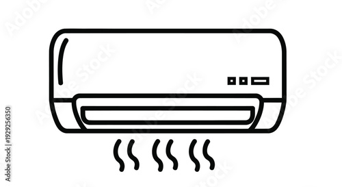 Linear drawing of a wall mounted air conditioner simple vector illustration
