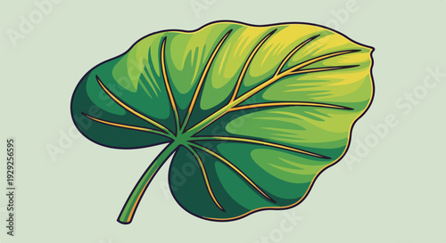 A stylized leaf with gradients, veins, and stem