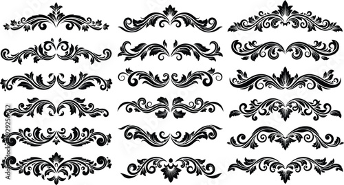Black ornate floral borders and frames