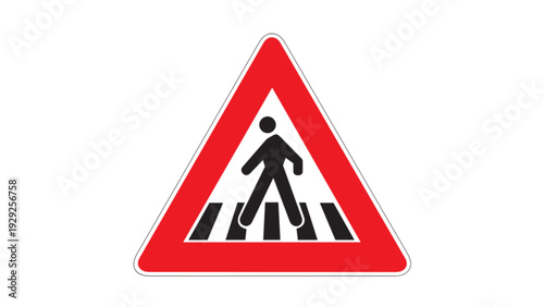 Pedestrian Crossing Warning Traffic Sign Vector Illustration