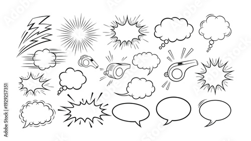 Comic Bubbles and Sound Effects: A collection of dynamic comic bubbles and sound effects, perfect for adding energy and impact to any visual project.