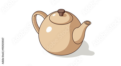 beige teapot with lid hand drawn illustration simple kitchenware design