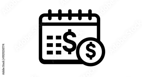 payment due date calendar icon with dollar symbol in simple outline style