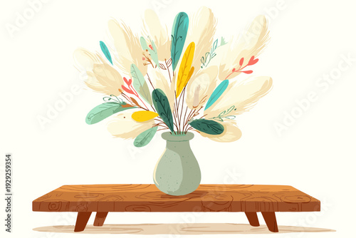 Minimal Pampas Grass Vase Home Decor