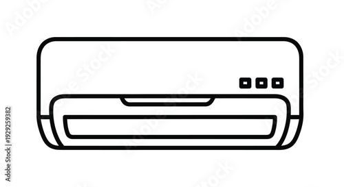 Line art illustration of a simple modern air conditioner unit