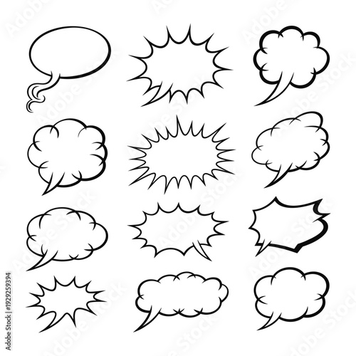 Comic Speech Bubbles: A collection of various comic speech bubbles, ready to add visual impact to your comic and graphic projects.