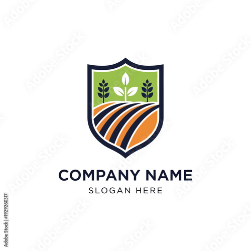 Agricultural Company Logo Design with Shield.