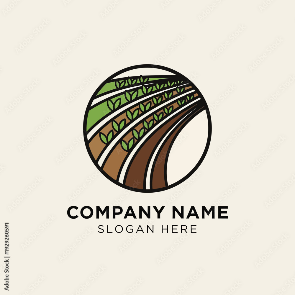 Fototapeta premium Logo Design with Earthy Terrain Elements Inside Circle.