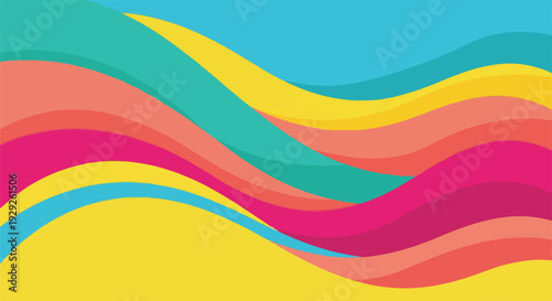 A vibrant abstract design composed of layered, flowing waves
