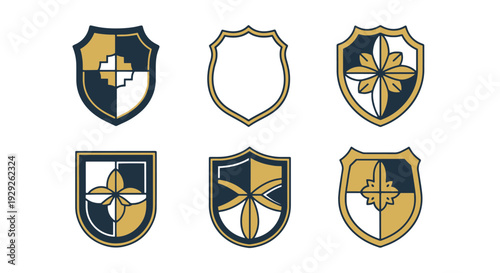 Ornamented Shield creative modern color illustration