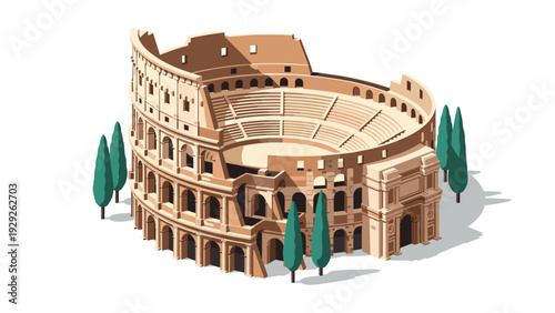 colosseum roman amphitheater ancient architecture vector illustration