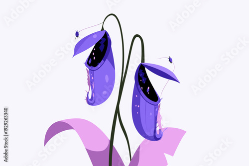 Minimalist Carnivorous Pitcher Plant Close-Up