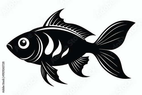 goldfish silhouette line art vector illustration