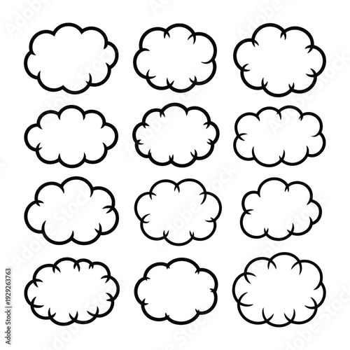 Cloud Collection: A captivating collection of twelve unique cloud illustrations, perfect for adding a touch of whimsy and creative flair to any project.
