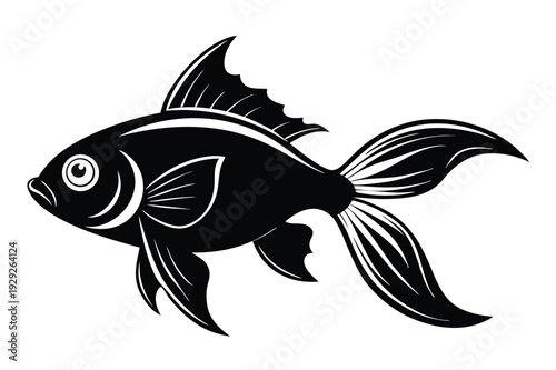 goldfish silhouette line art vector illustration
