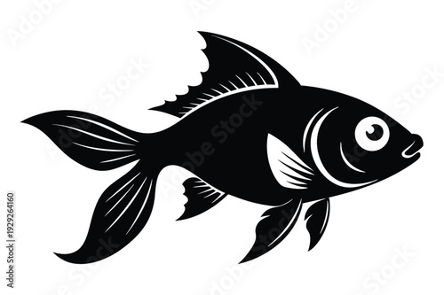 goldfish silhouette line art vector illustration