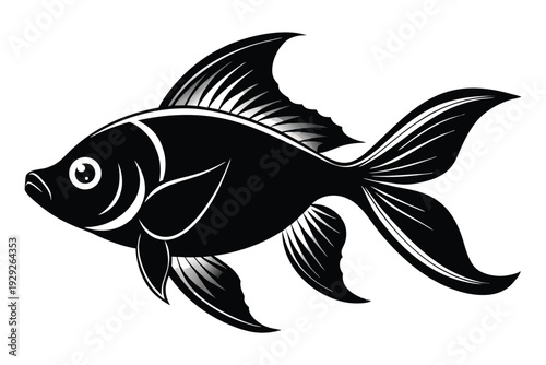 goldfish silhouette line art vector illustration