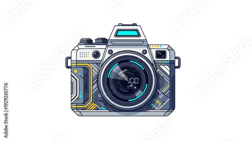 Futuristic retro camera illustration