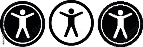 Accessibility symbols wheelchair and accessible route on transparent background