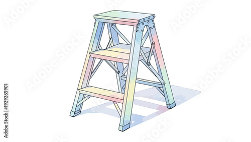 Colorful folding step ladder isolated on white background