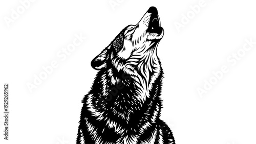 Stylized illustration of a wolf howling