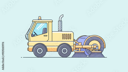 Street Sweeper Truck Illustration for City Cleaning and Road Maintenance.