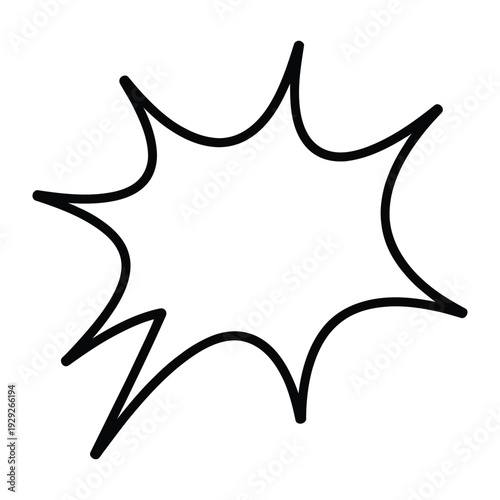 Explosion Speech Bubble: A simple, bold outline of an explosion-shaped speech bubble, ready for conveying impactful messages and adding visual dynamism.