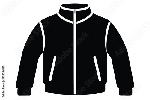 fleece jacket silhouette line art vector illustration